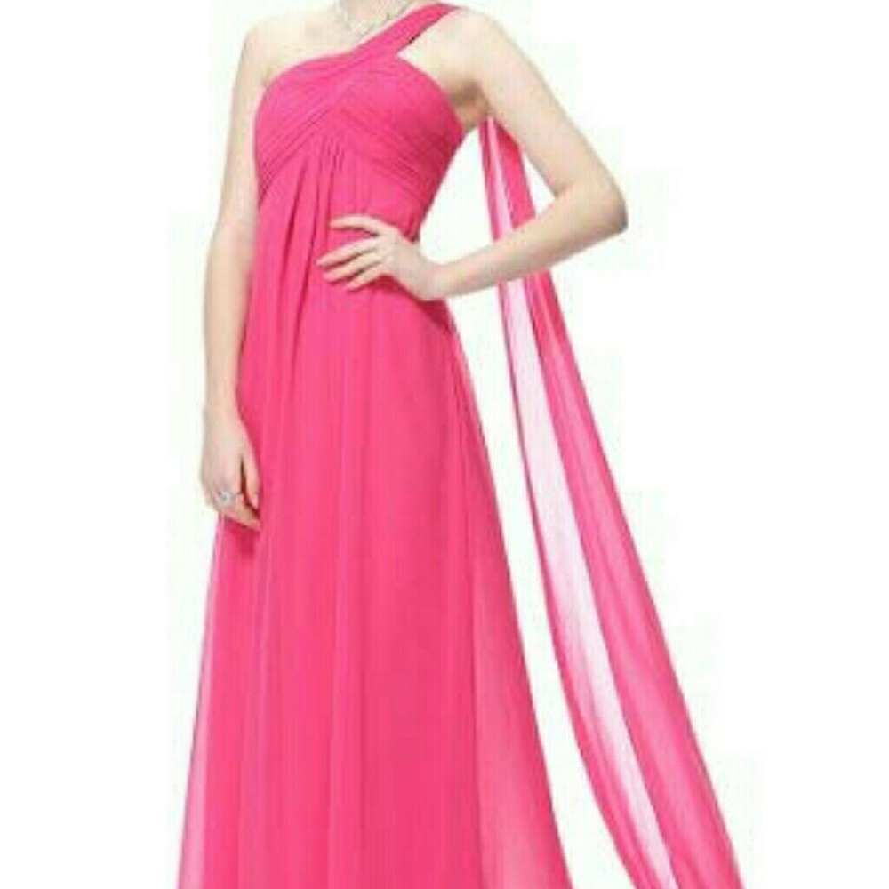 Floor length one shoulder gown